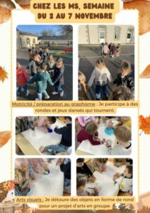 Chez les MS : semaine du 3 au 7, du 10 au 14 et du 17 au 21 novembre